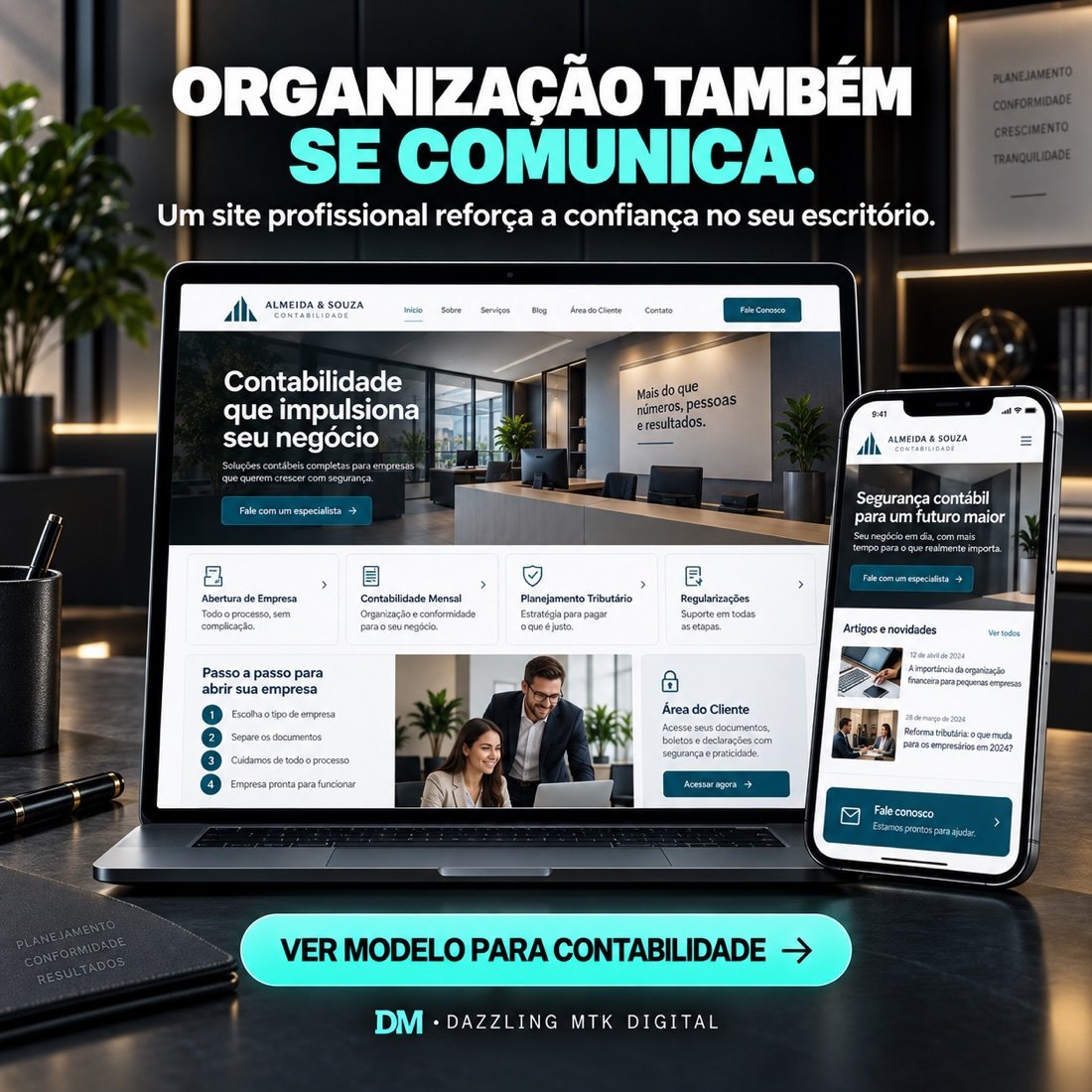 Modelo realista de site para escritório de contabilidade